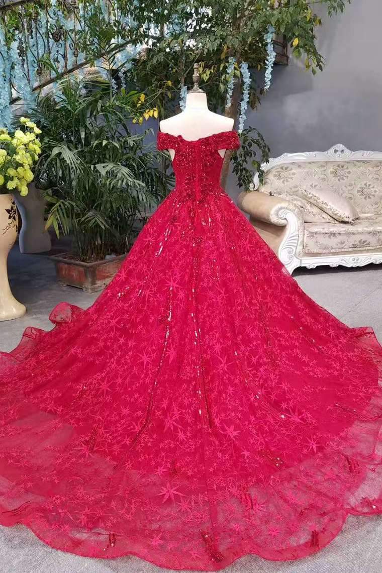 Good Quality Lace Burgundy/Maroon Bridal Dresses Lace Up A-Line